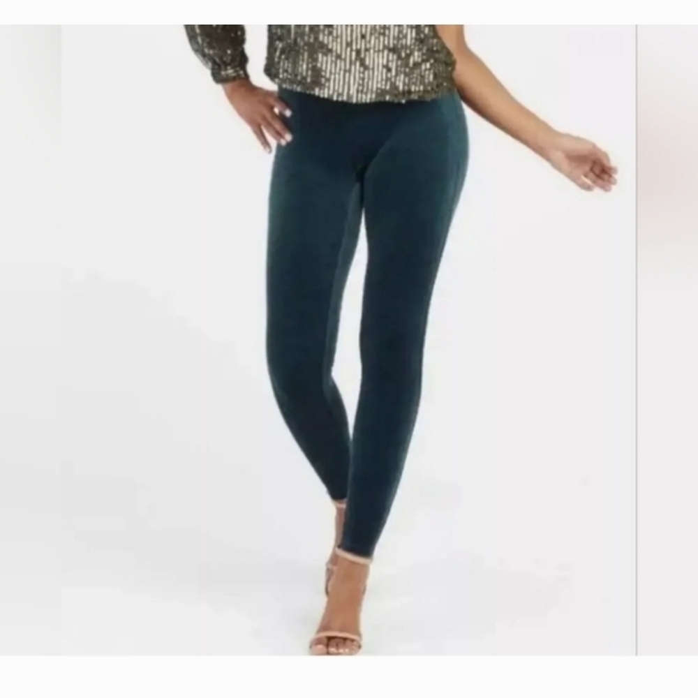 SPANX Women's XL Emerald Green Velvet Leggings